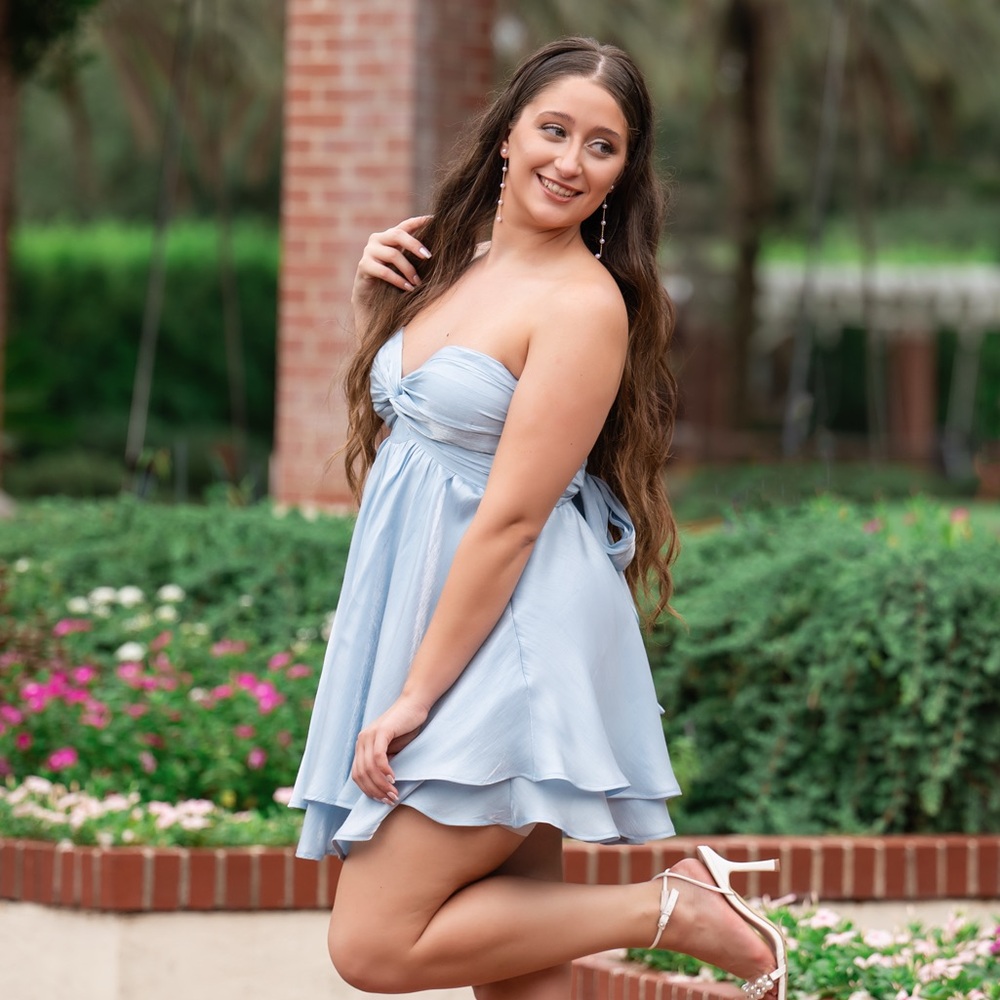 Cotton Candy Light Blue Strapless Mini Dress